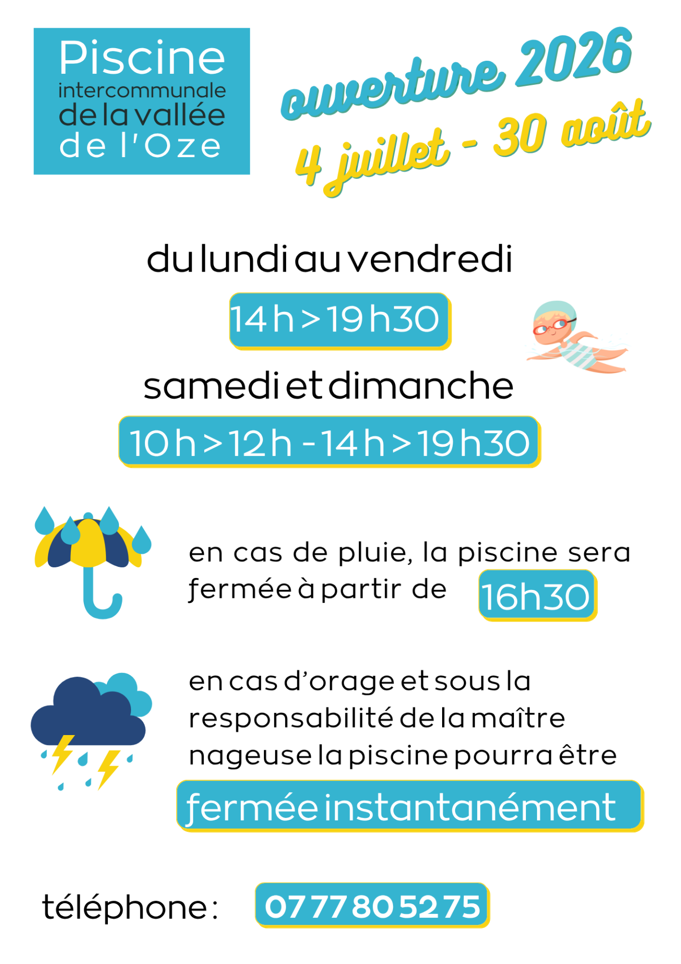 Horaires piscine